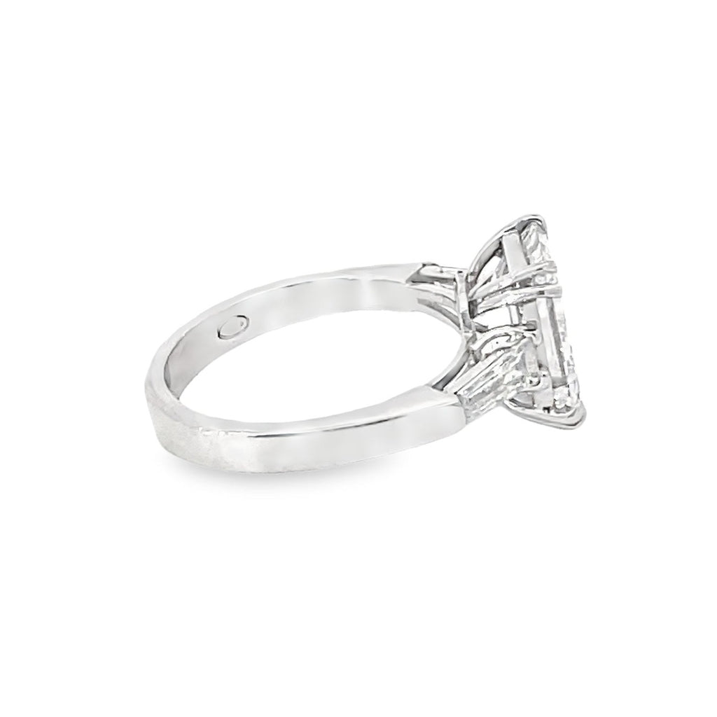 Side view of Vintage GIA 3.07ct Emerald Cut Diamond Engagement Ring