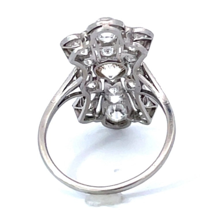 Back view of Antique 0.55ct Old European Cut Diamond Cocktail Ring, I Color, Platinum