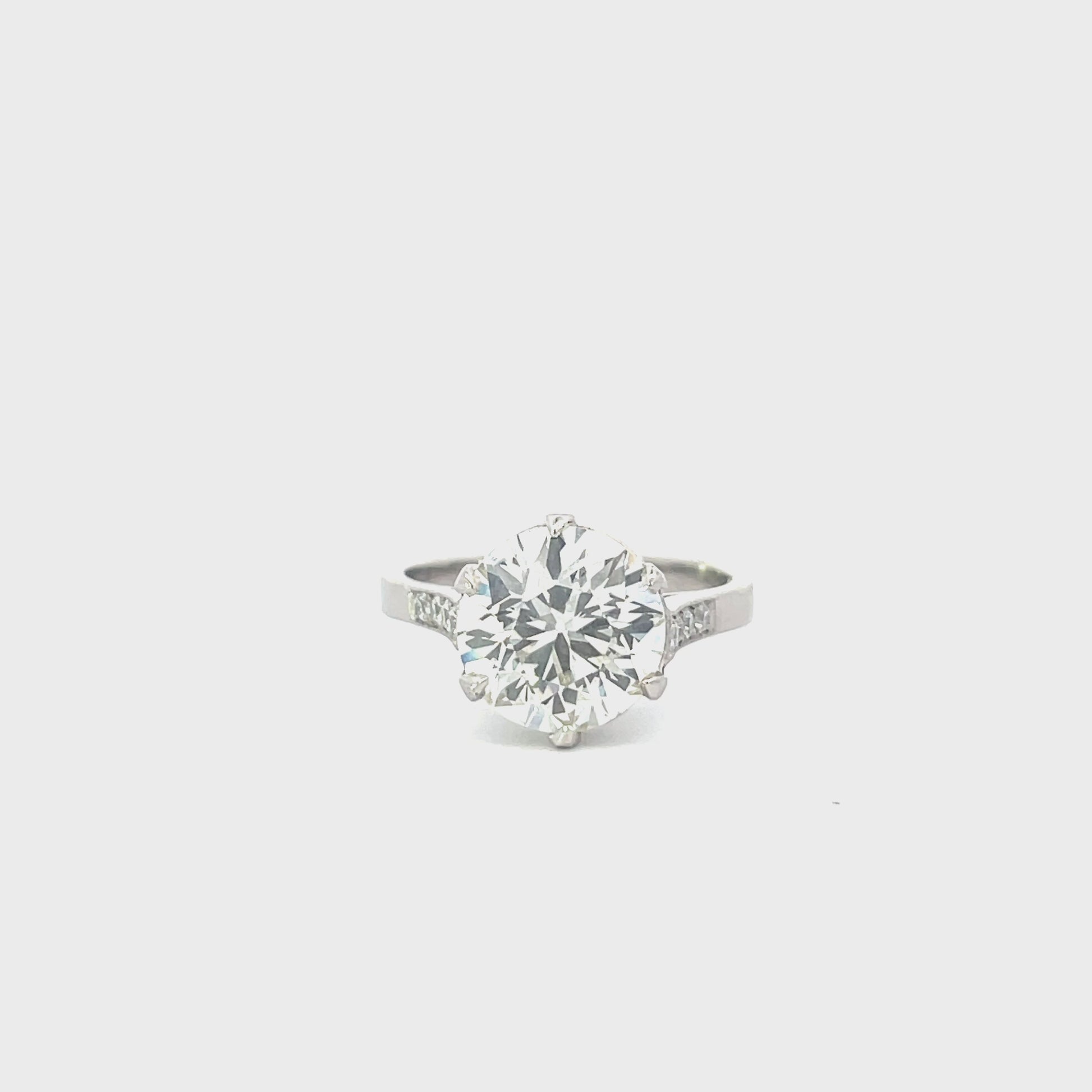 Antique 3.48ct Old European Cut Diamond Engagement Ring, VS1 Clarity, Platinum