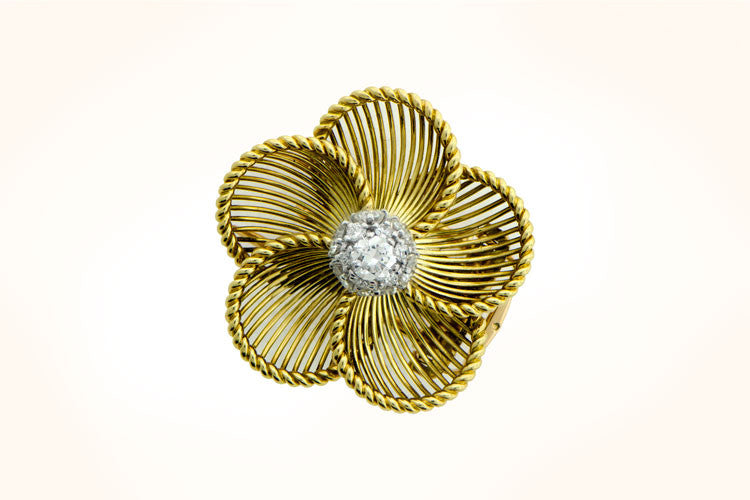 Cartier Paris Gold Floral Brooch