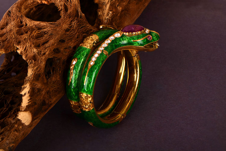 Vintage Enamel Snake Bracelet