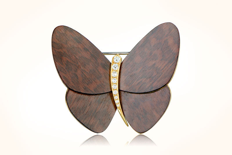 Van Cleef Wood Butterfly Brooch