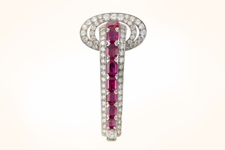 Cartier Ruby and Diamond Brooch