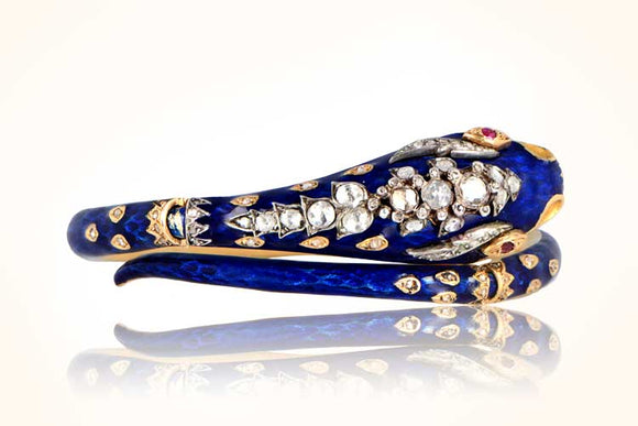 Vintage Italian Blue Snake Bracelet