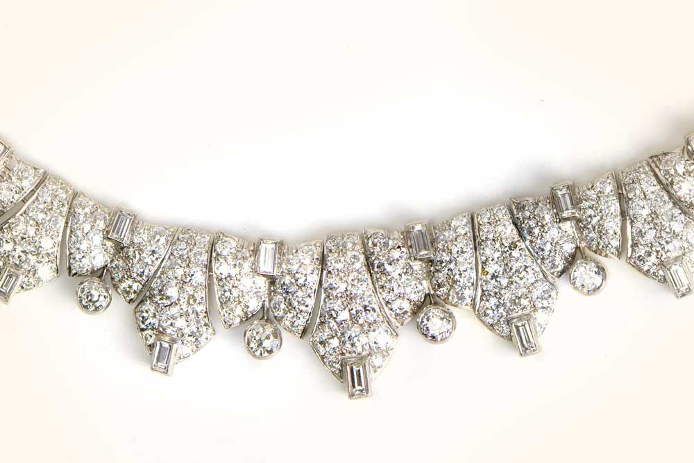 5.00 Carat Antique Art Deco Diamond Necklace in Platinum - Filigree Jewelers